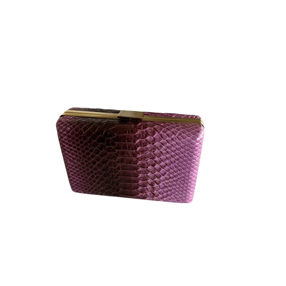 Banana Republic Clutch Purple Ombre Snakeskin Embossed Leather Minaudiere Bag